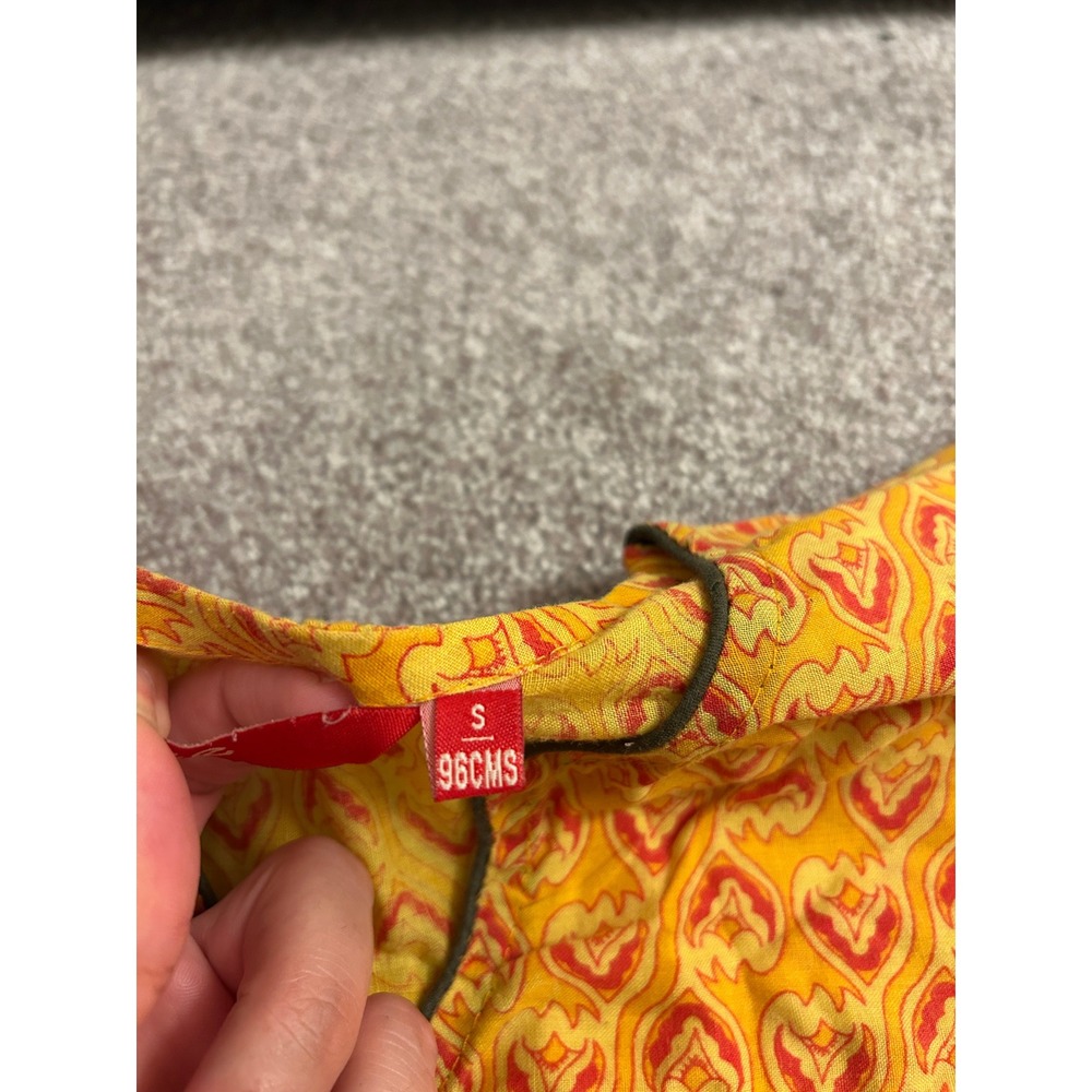 South Asian Kameez City Life Tunic Top Womens Small Yellow Orange Excellent - Picture 7 of 12